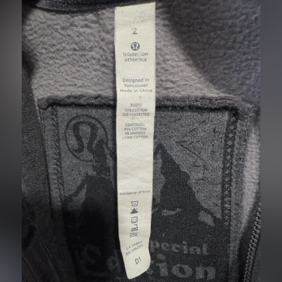 Lululemon Gray Patterned Zip-Up Hoodie Sz 2 - Picture 8 of 11